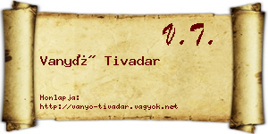 Vanyó Tivadar névjegykártya