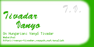 tivadar vanyo business card